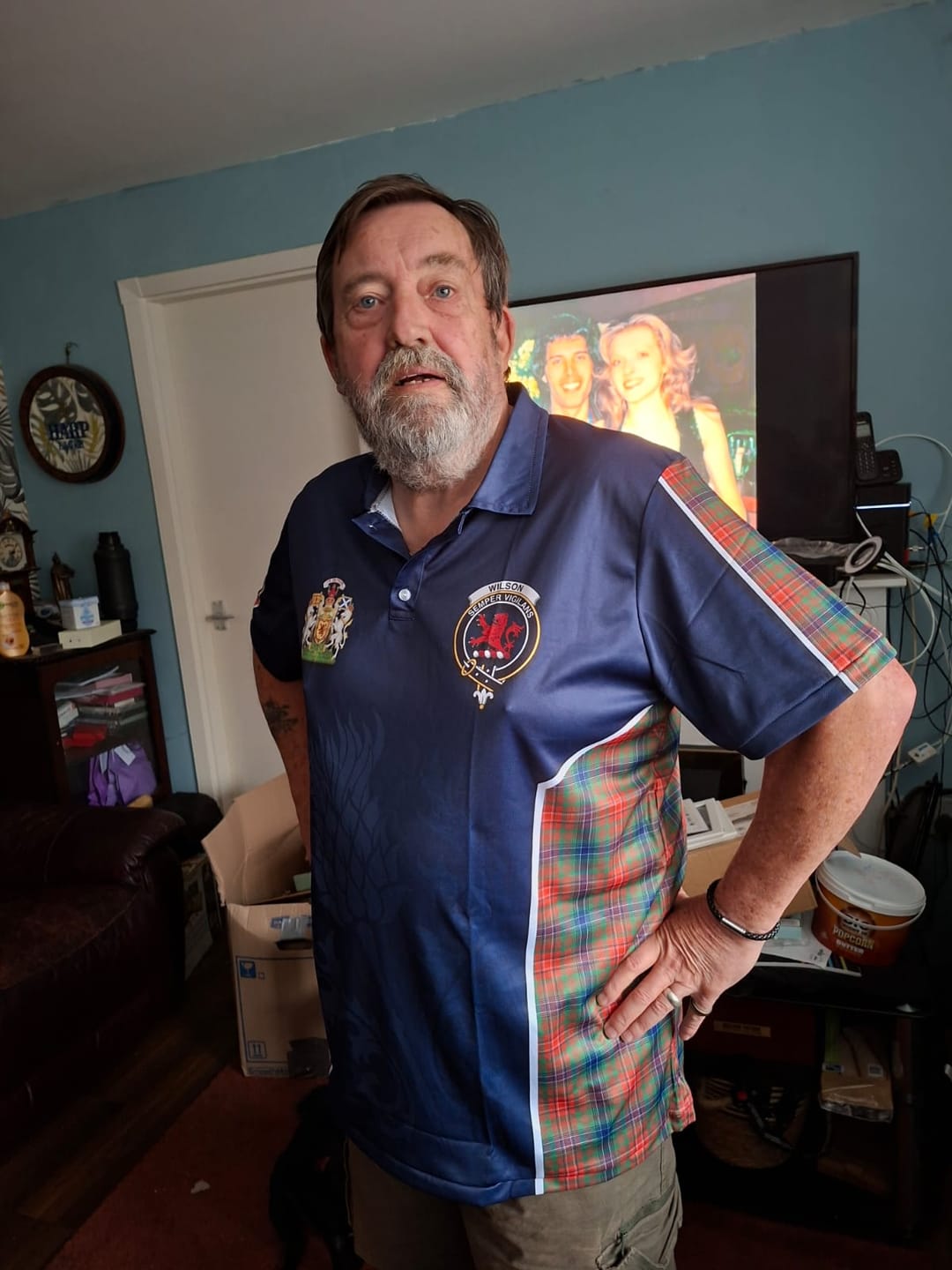 Customer photo review of Wilson Tartan Men's Polo Shirt with Family Crest and Scottish Thistle Vibes Sport Style