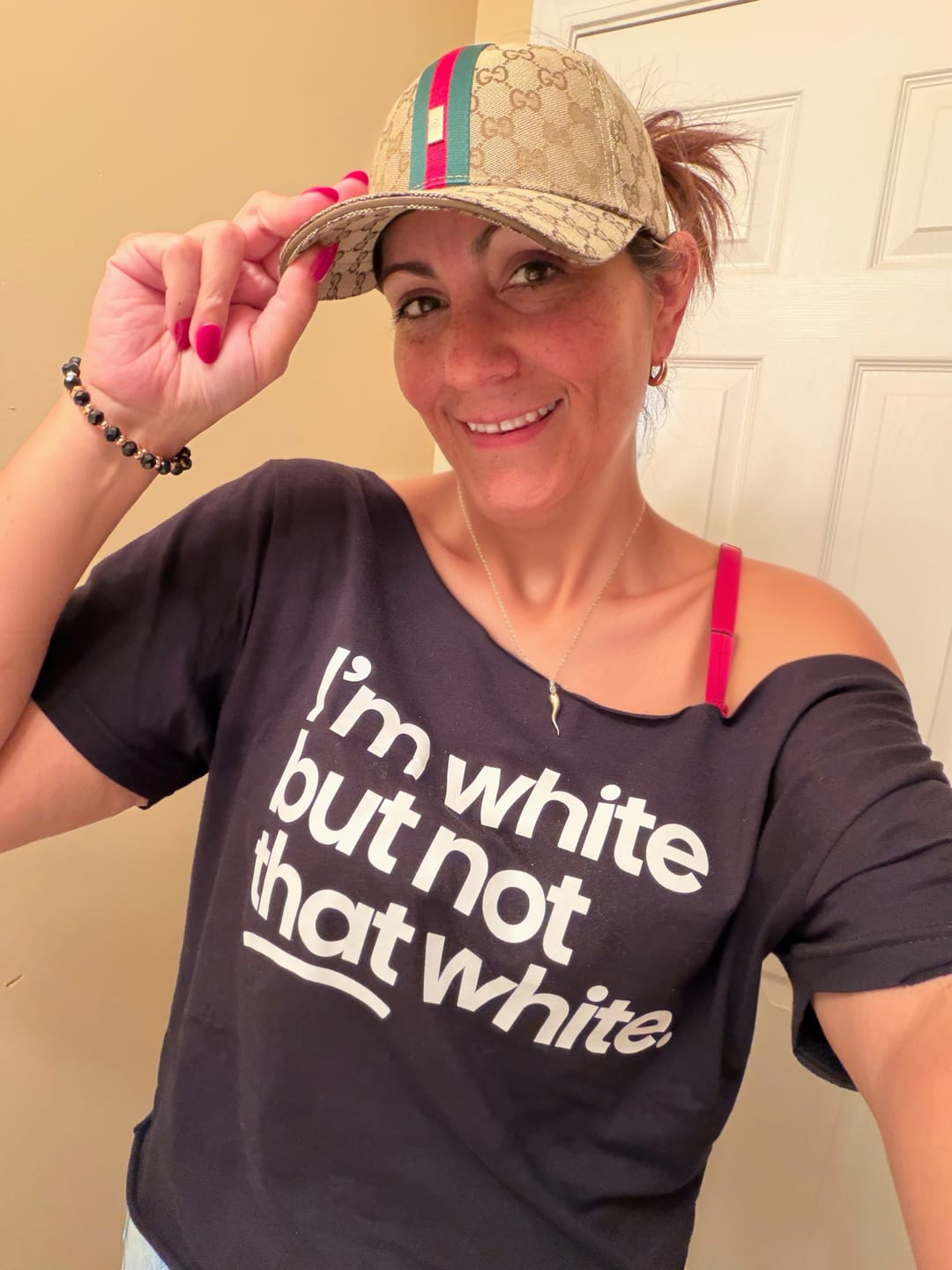Customer photo review of I’m white but not that white Unisex Tee