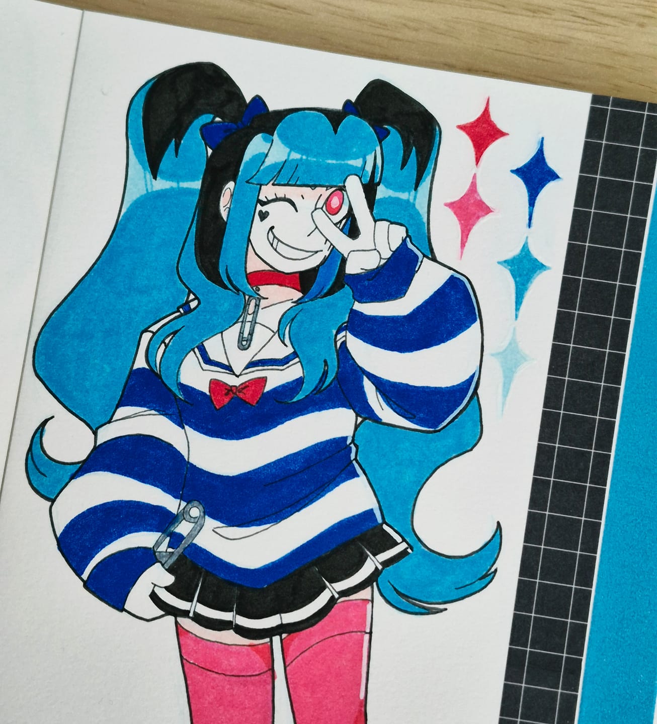 Customer photo review of Ohuhu Pupe Paper-friendly (No Peeling) Brush and Fineliner Dual Tips 60 Colors Water-based Coloring Markers