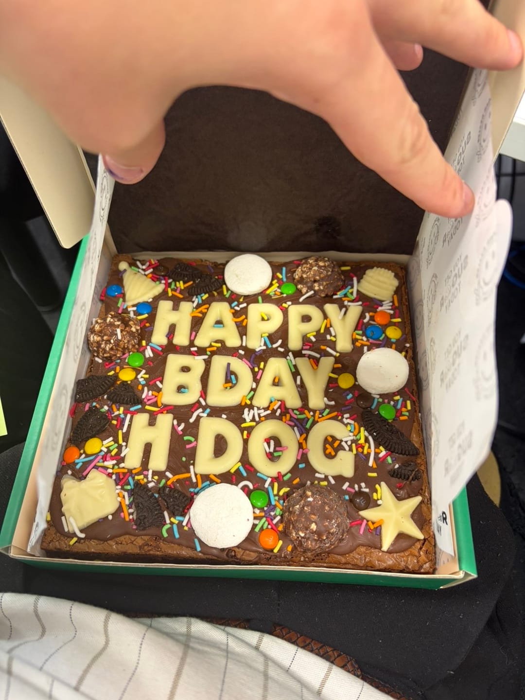 Customer photo review of Custom message birthday brownie