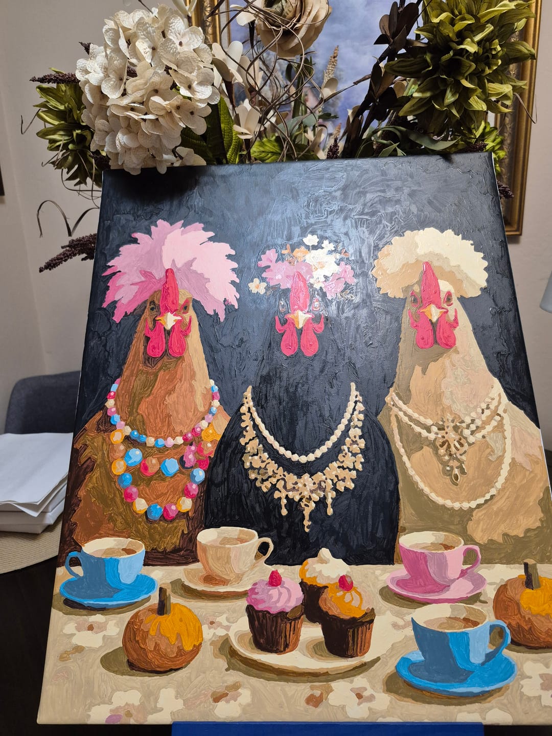 Customer photo review of Fancy Chickens Society | Paint by Number
