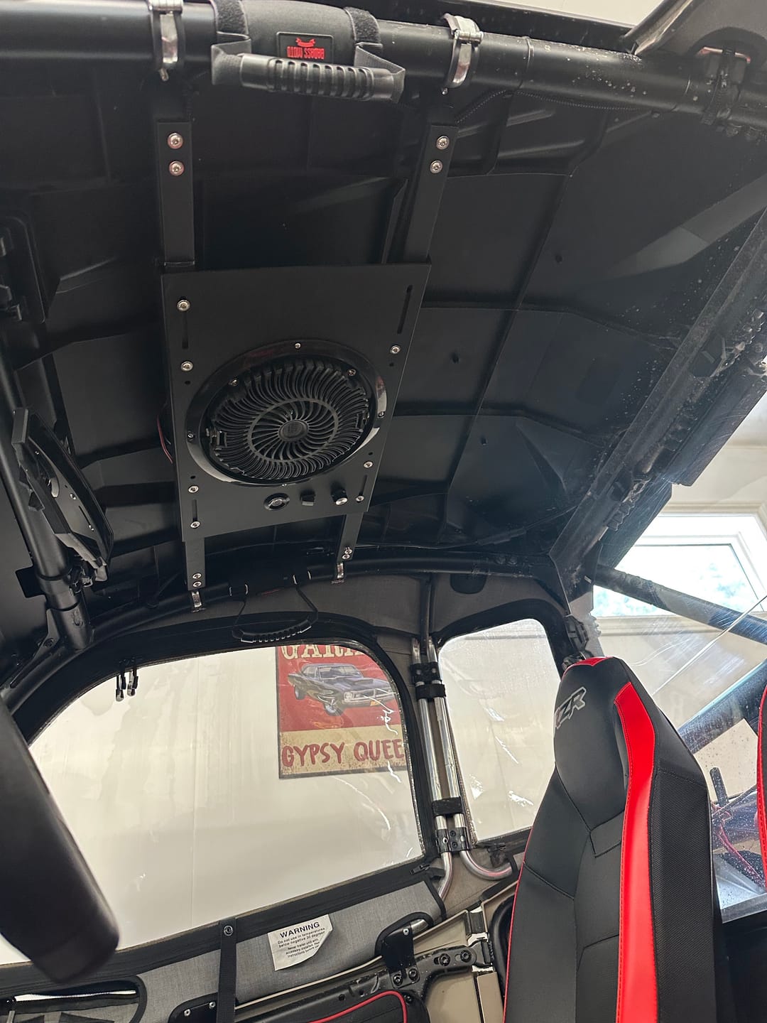 Customer photo review of UTV Overhead Cooling Fan with Lights for Polaris Can-Am 53-37 Inch Roof Width