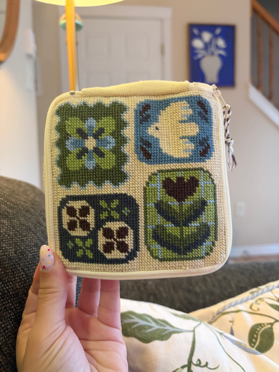 Customer photo review of Fluttering Fables - Needlepoint Pouch Kit
