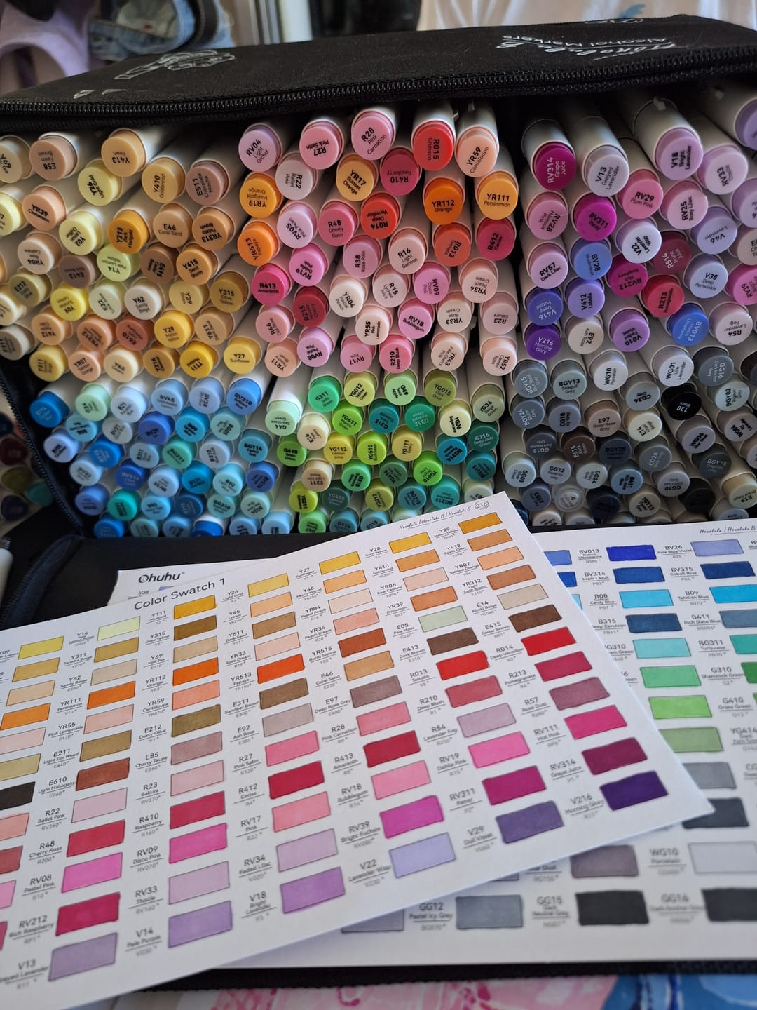 Customer photo review of Ohuhu Honolulu 216 Colors Dual Tips Alcohol Art Markers (New Color Codes)