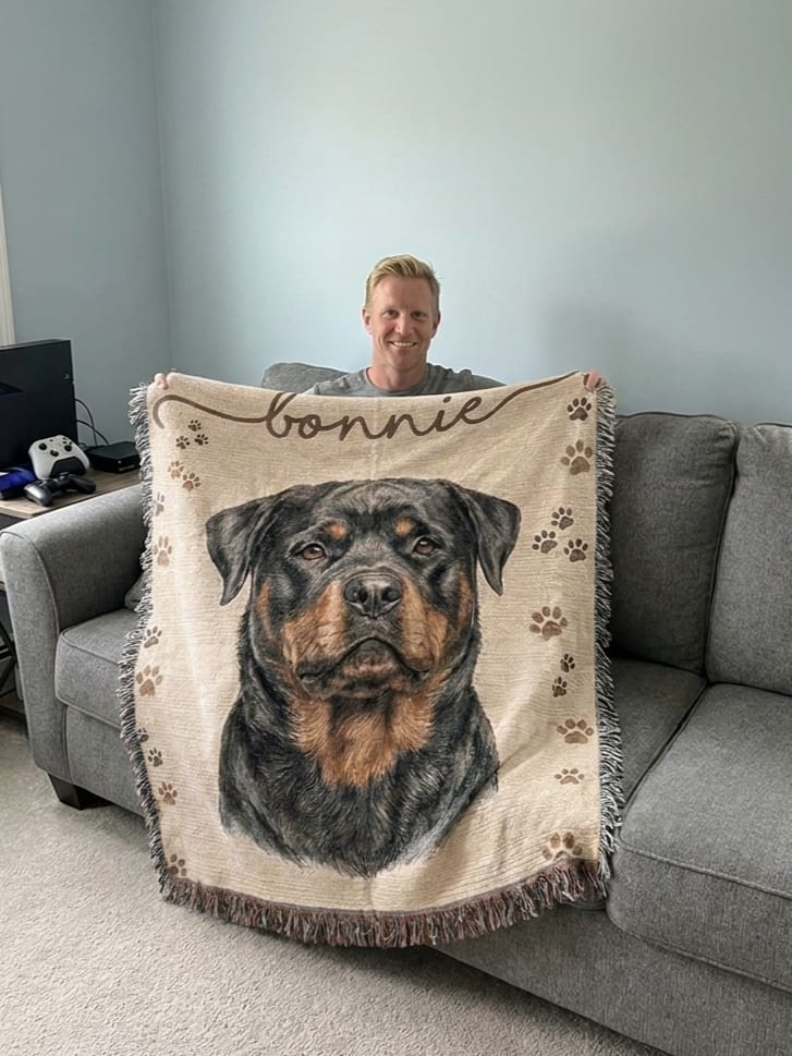Customer photo review of The Eternal Hug Blanket