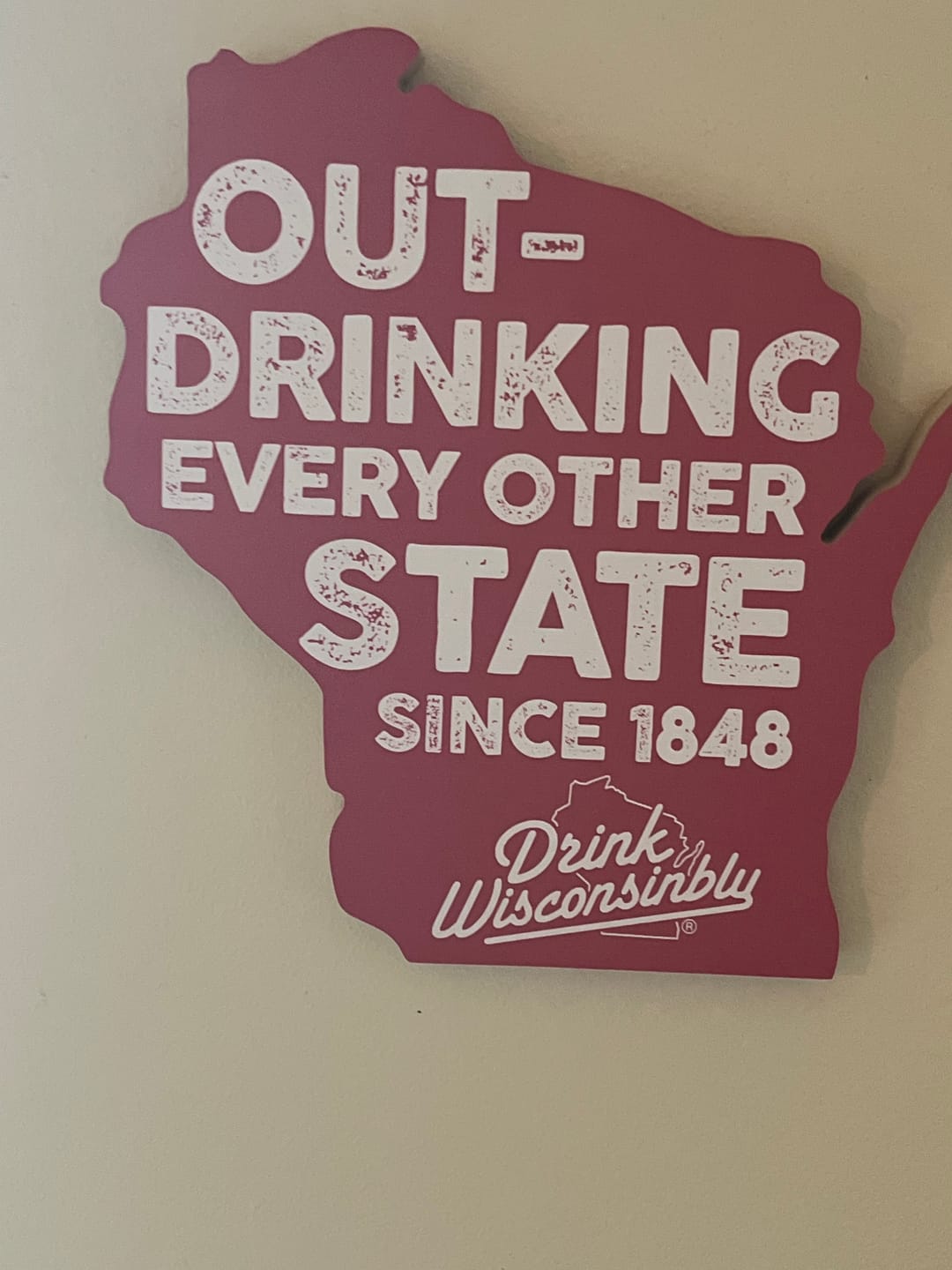 Customer photo review of "Outdrinking" Red Wooden Sign