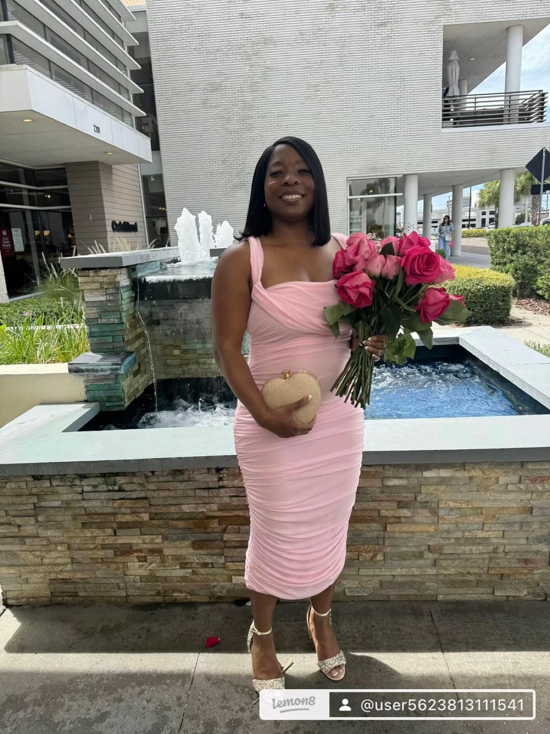 Customer photo review of Kat Mesh Off Shoulder Dress - Pink