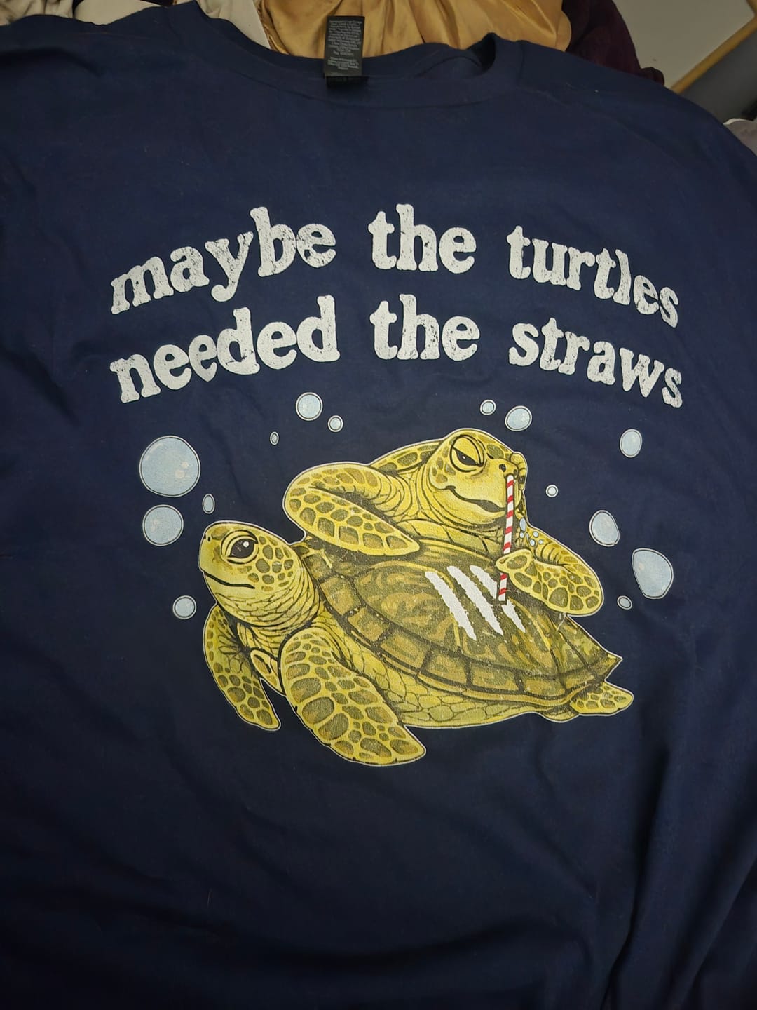 Customer photo review of Maybe The Turtles Needed The Straws (ships without watermarks)