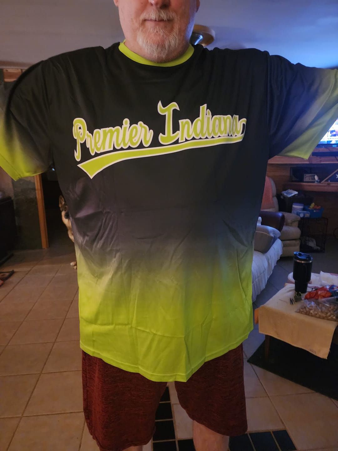 Customer photo review of Custom Black Neon Green White T-shirt Gradient Fashion Lightweight