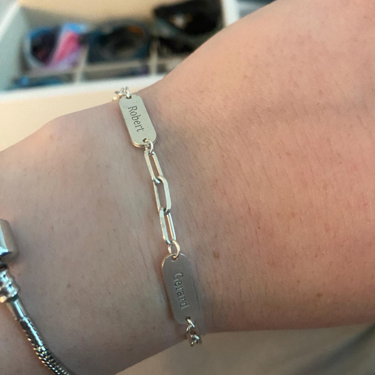 Customer photo review of Personalized bracelet with engravings