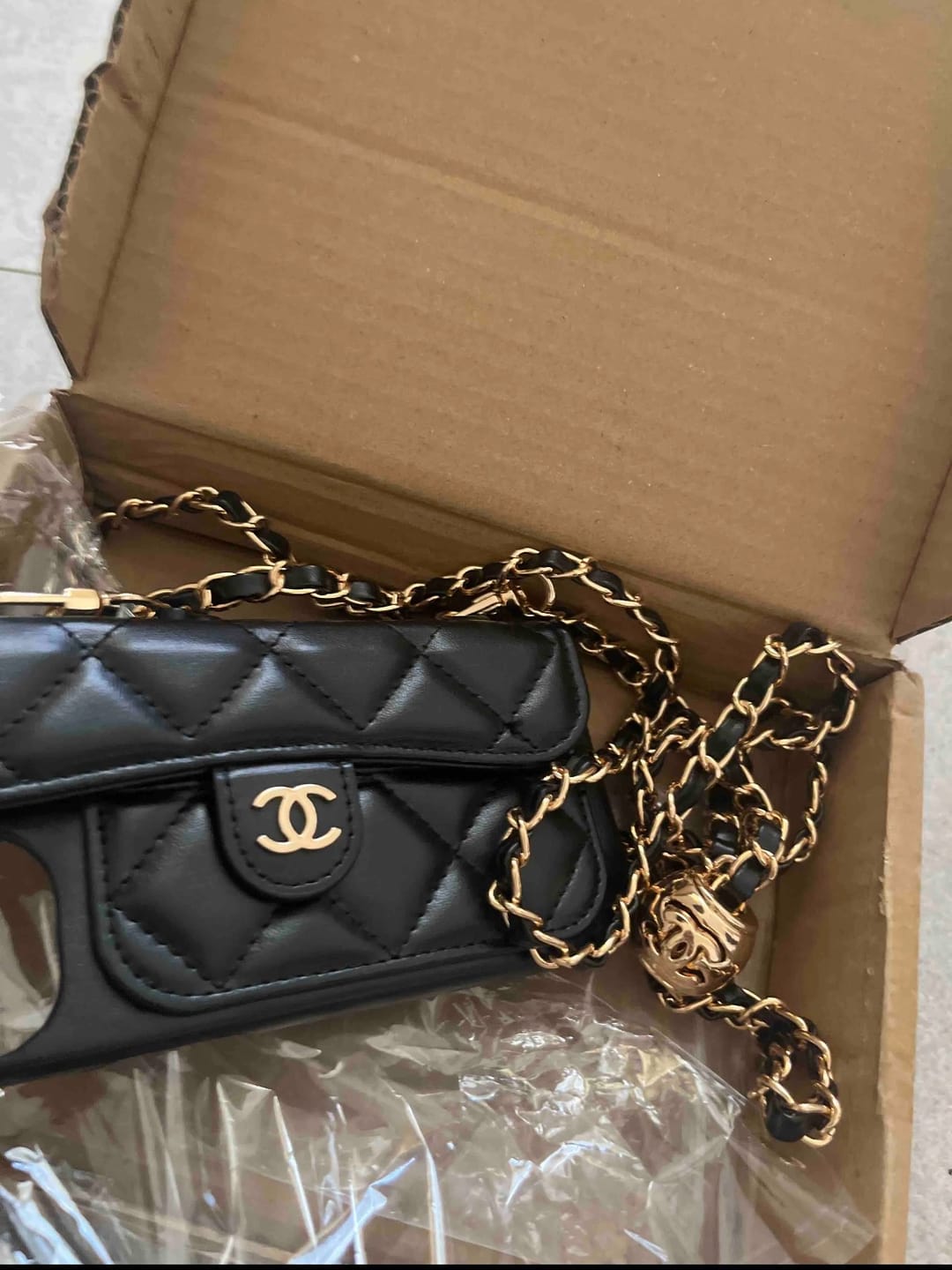 Customer photo review of Luxury quilted phone case with card holder