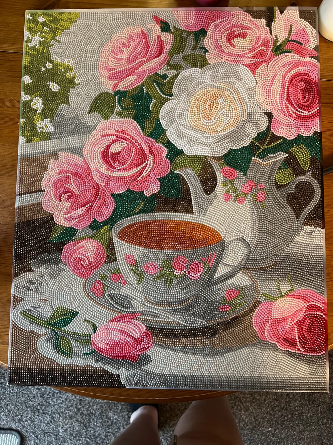 Customer photo review of Tea and Roses Crystal Art Framed Canvas Kit 40x50cm