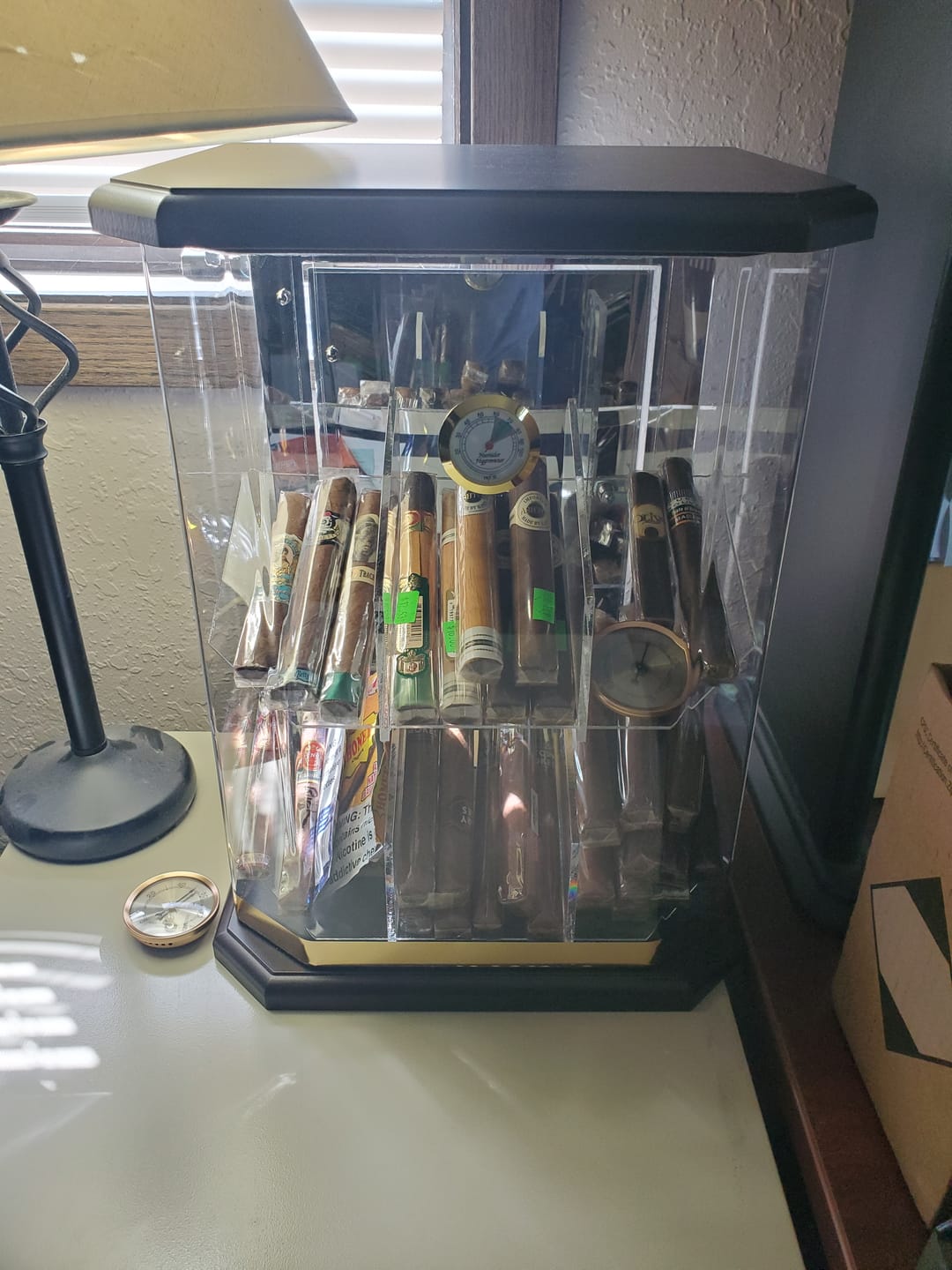 Customer photo review of Franklin Acrylic Commercial Cigar Humidor Display | Holds 150 Cigars