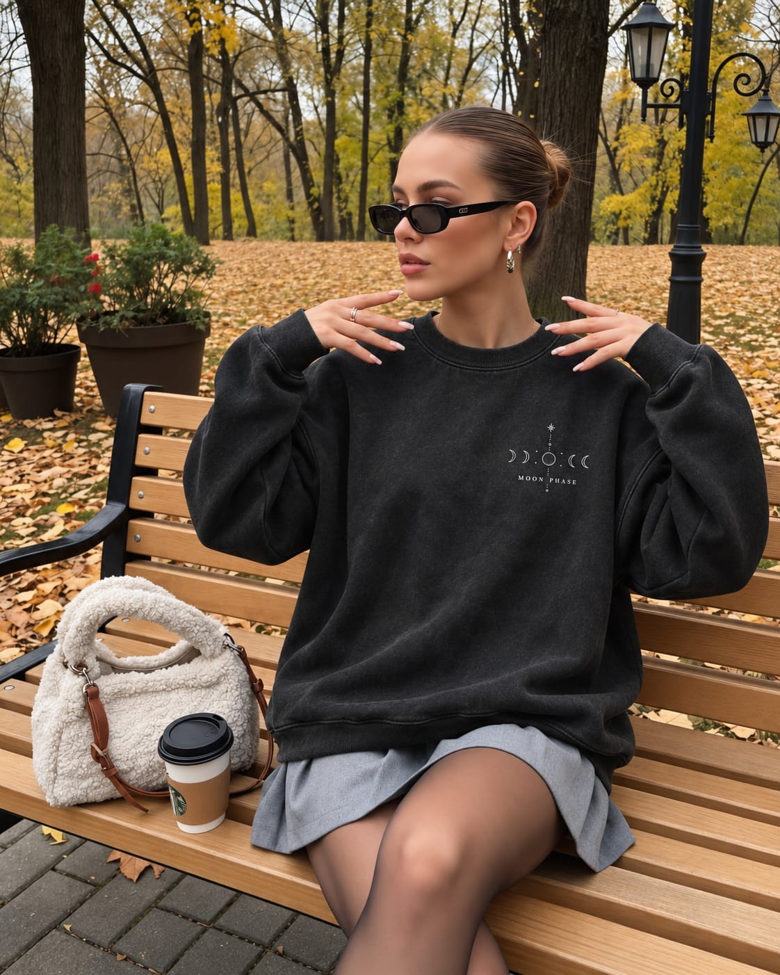 Customer photo review of Moon Phase Celestial Washed Graphic Sweatshirt