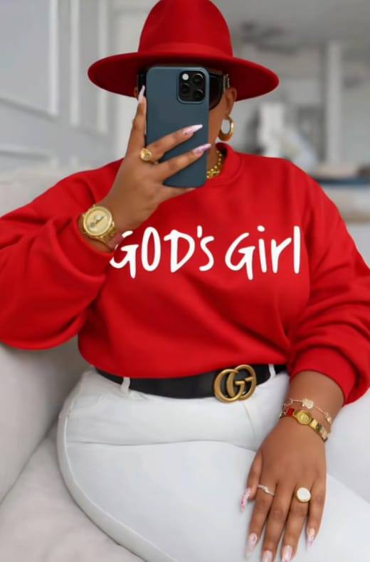 Customer photo review of Women's GOD's Girl Round Neck Sweatshirt
