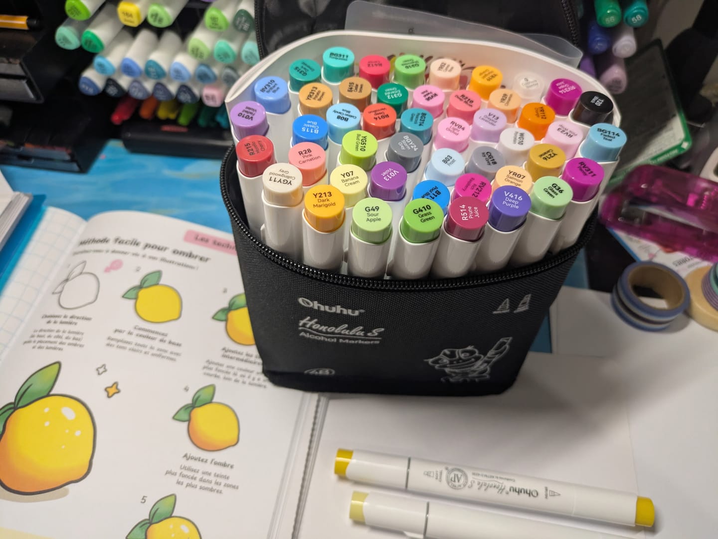 Customer photo review of Ohuhu Honolulu S 48 Colors Dual Soft Tips Alcohol Art Markers, Brush & Soft Chisel