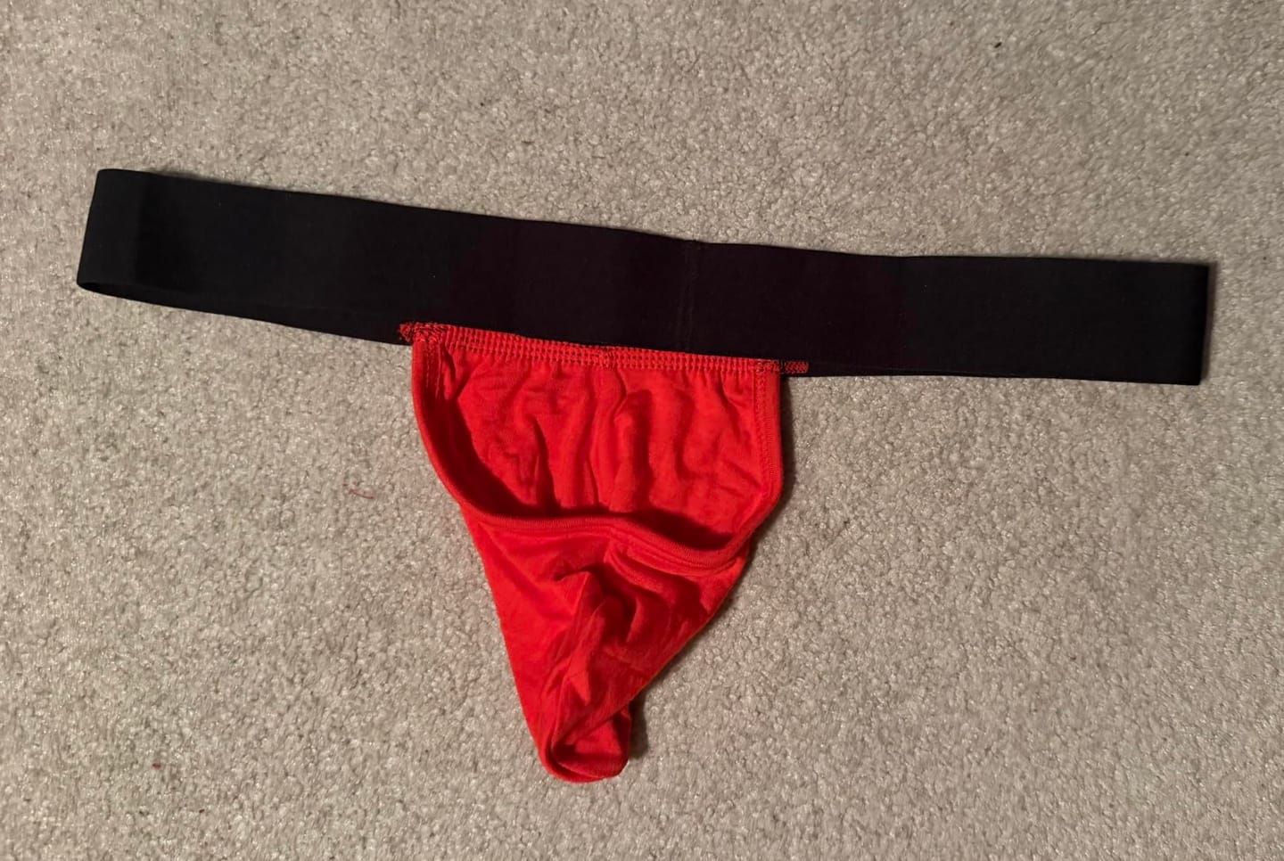 Customer photo review of 3 Pack Men's Cotton Thongs with Support Pouch
