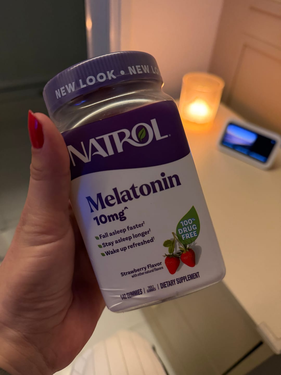 Customer photo review of Natrol Melatonina 10mg, 140 Gomas Mastigáveis de Morango