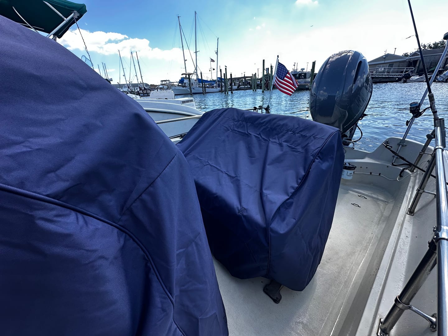 Customer photo review of Cover For Boston Whaler RPS Seat - Classic Montauk 17', Outrage, & Dauntless