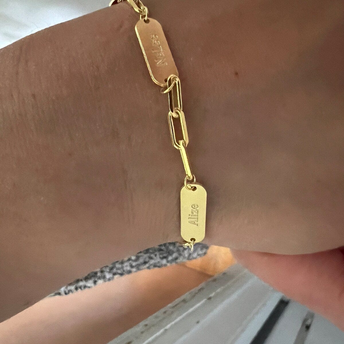 Customer photo review of Personalized bracelet with engravings