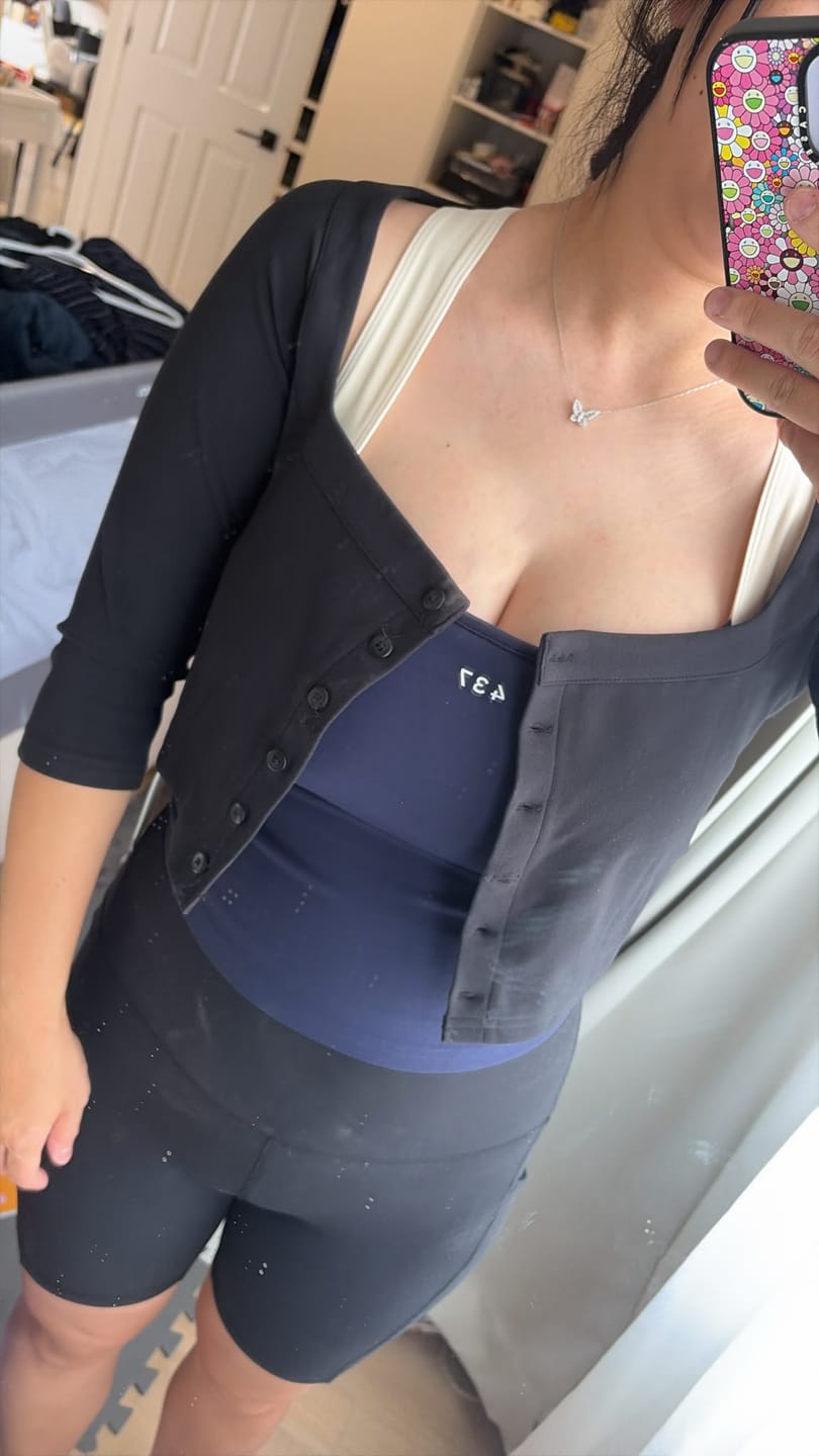 Customer photo review of The Cropped Cardigan Black