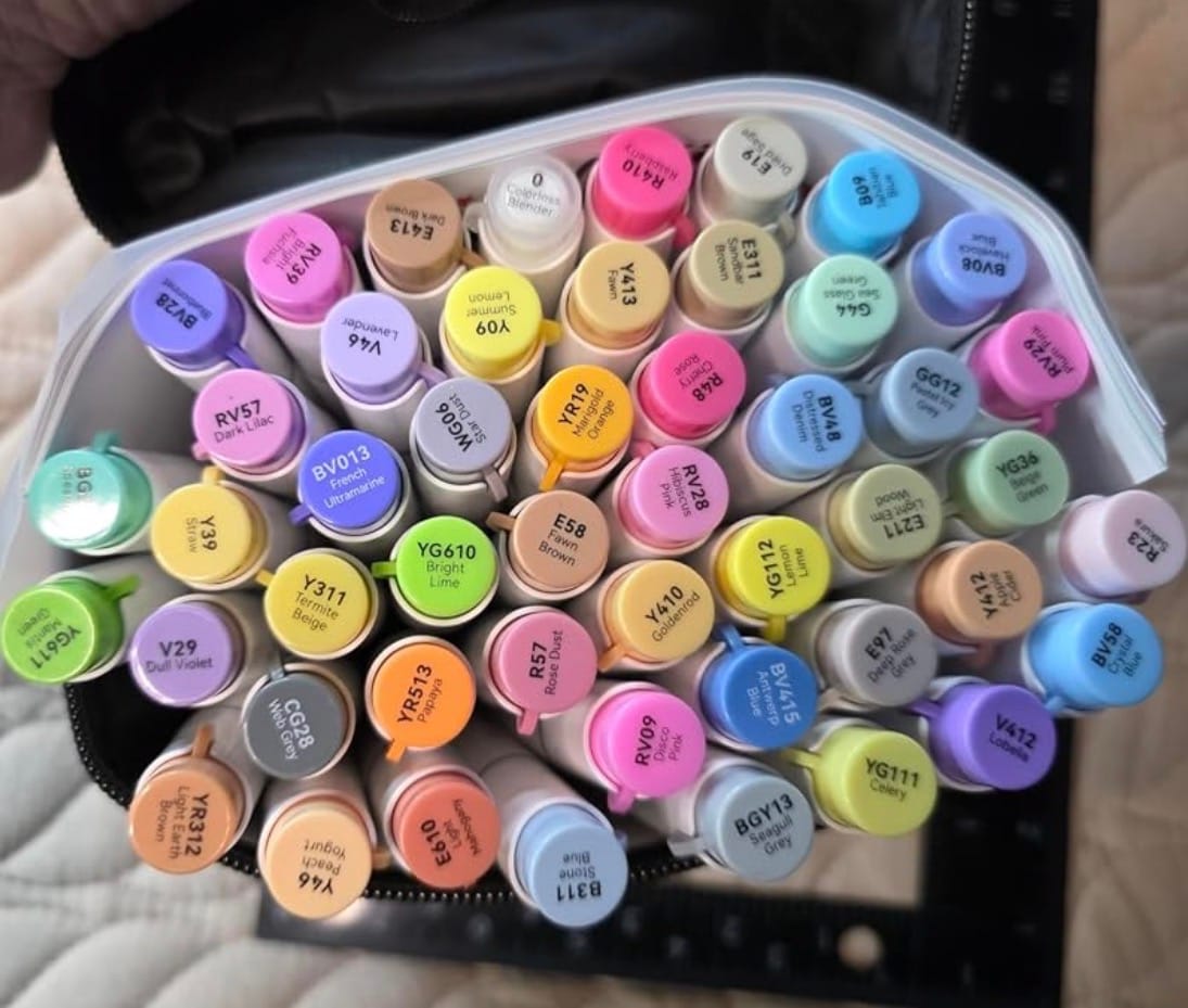 Customer photo review of Ohuhu Honolulu 48 Mid-tone Colors Dual Tips Alcohol Art Markers (New Color Codes)