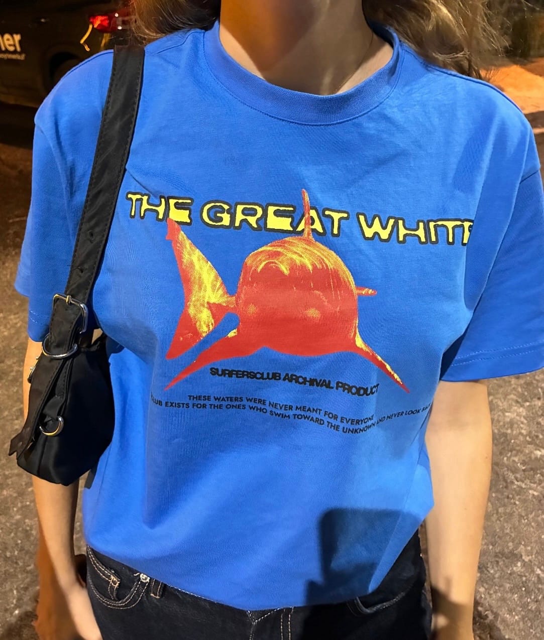 Customer photo review of The Great White — Oversized Tee