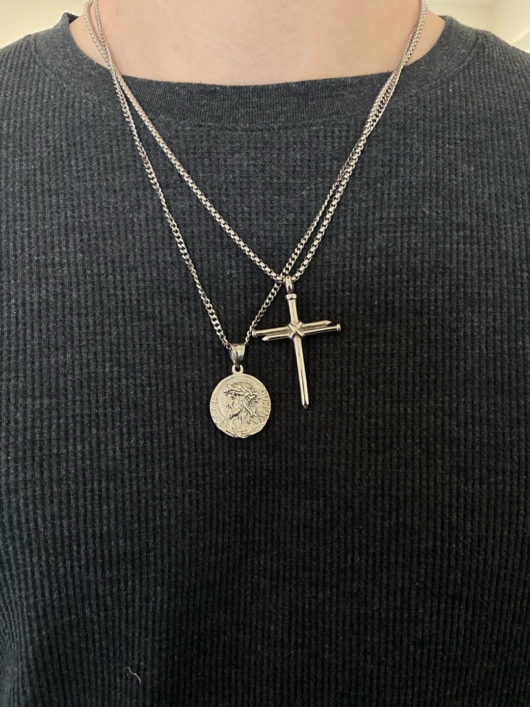Customer photo review of Jesus quarter necklace