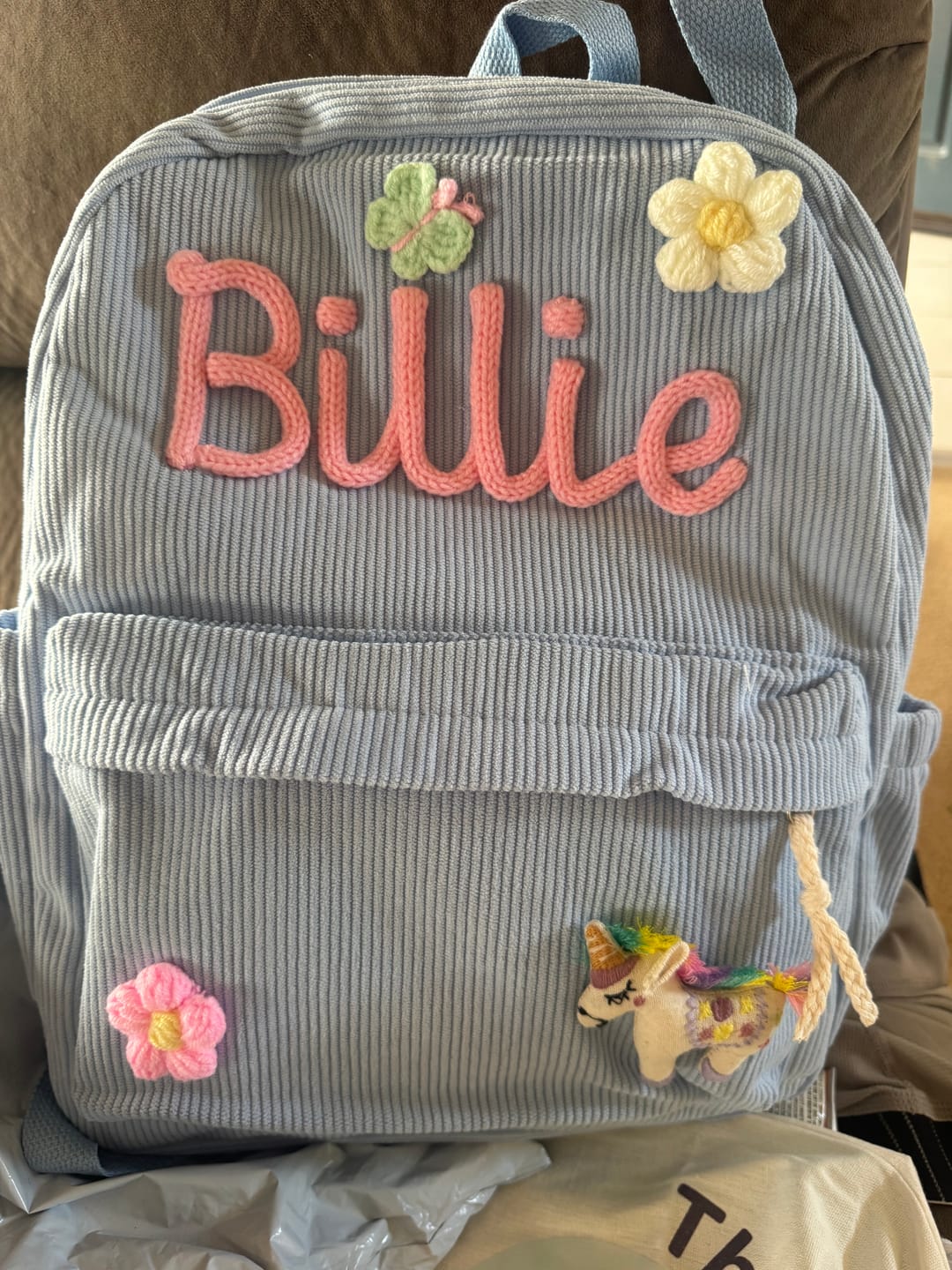 Customer photo review of K&C - Personalized Knitted Backpack