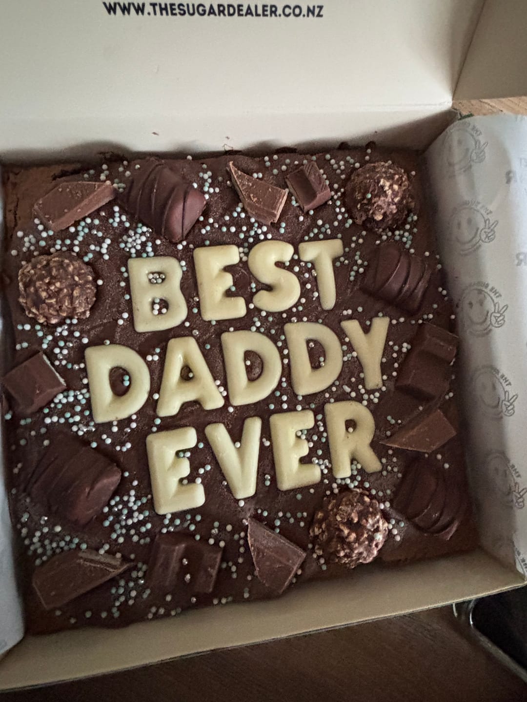 Customer photo review of Custom message chocolate fiend brownie