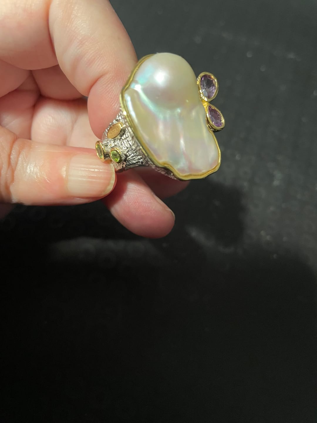 Customer photo review of Baroque Pearl 925 Silver Ring