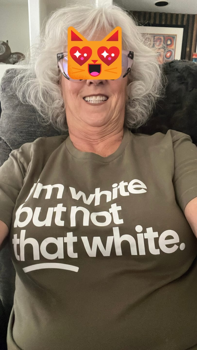 Customer photo review of I’m white but not that white Unisex Tee