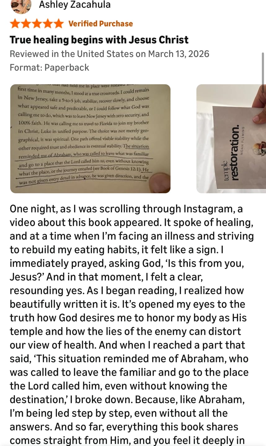 Customer photo review of Temple Restoration Ebook