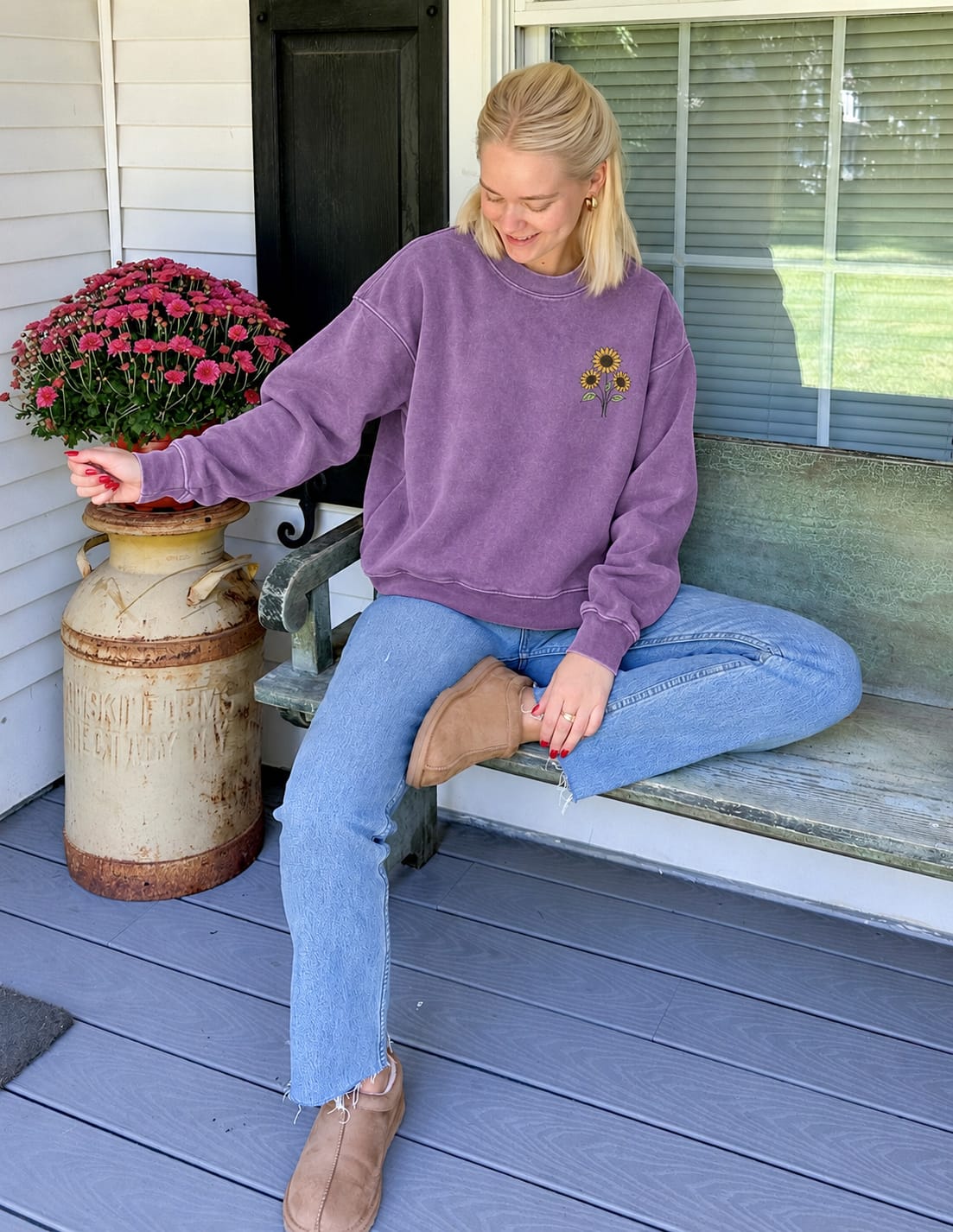 Customer photo review of Bloom Where You Are Planted Washed Graphic Sweatshirt