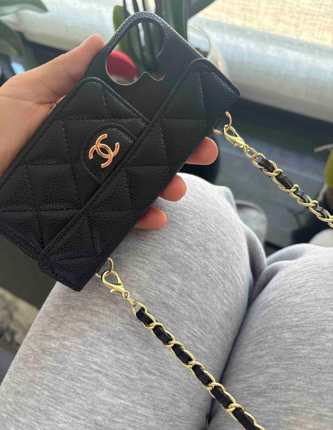Customer photo review of Luxury quilted phone case with card holder