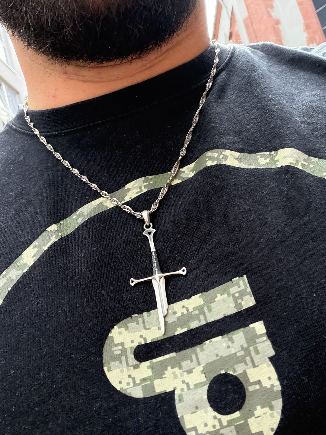 Customer photo review of Elven Sword Necklace