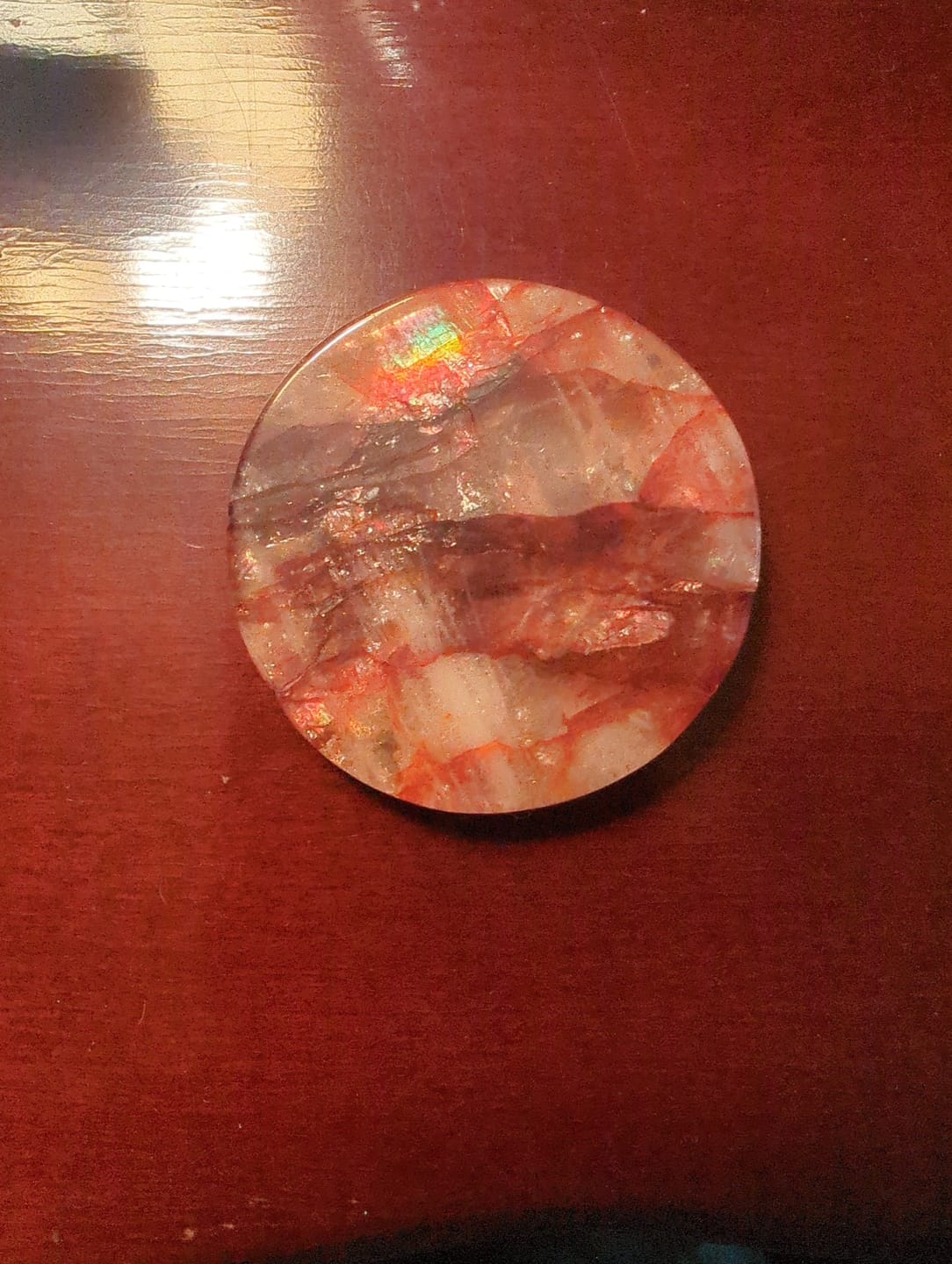Customer photo review of Natural Fire Quartz Crystal Round Disc
