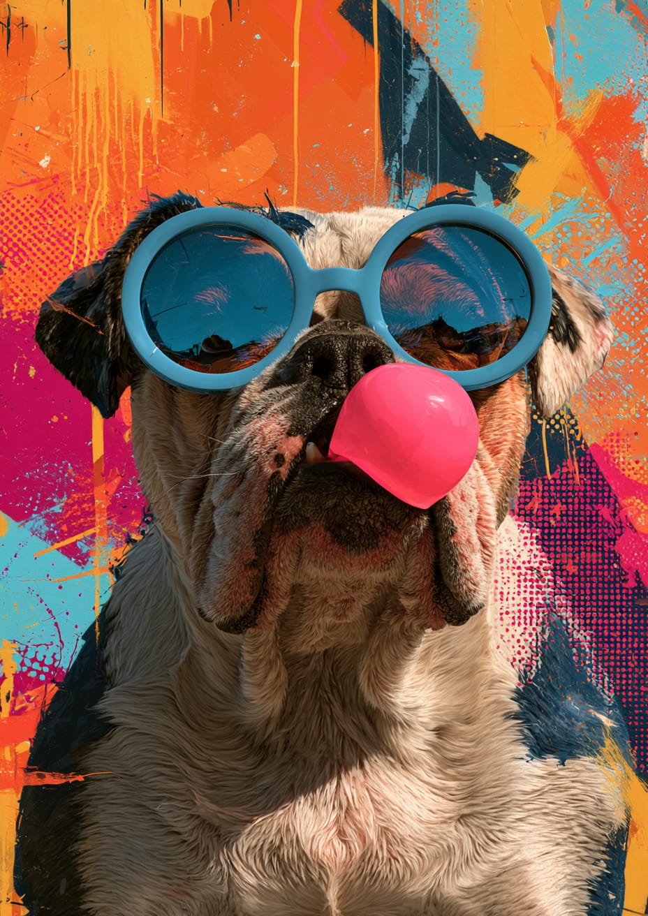 Customer photo review of Téléchargement Numérique – Bouledogue Pop Art Lunettes & Bulle