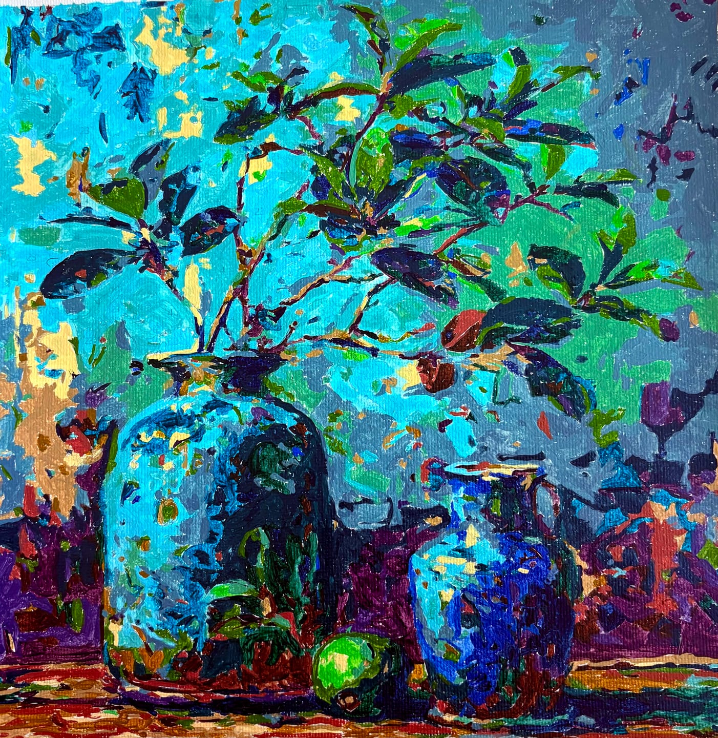 Customer photo review of Vases, Lime, & Aqua Brushwork (Paint by Numbers)