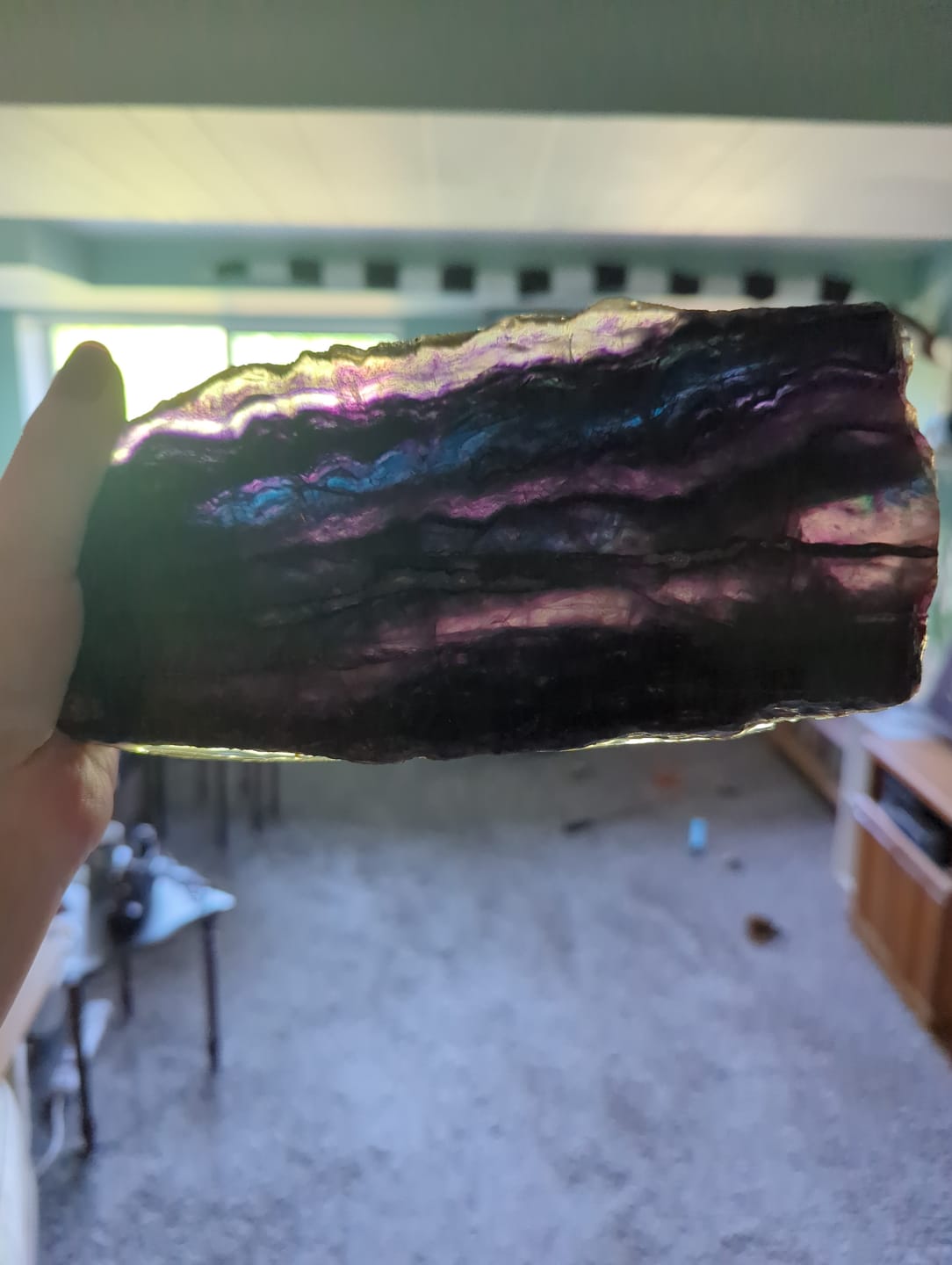 Customer photo review of Unique,A Slightly Imperfect Natural Crystal Fluorite Slice