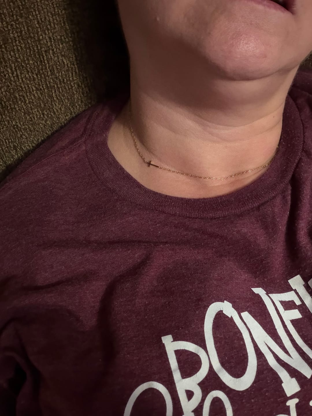 Customer photo review of The Collarbone Cross Necklace