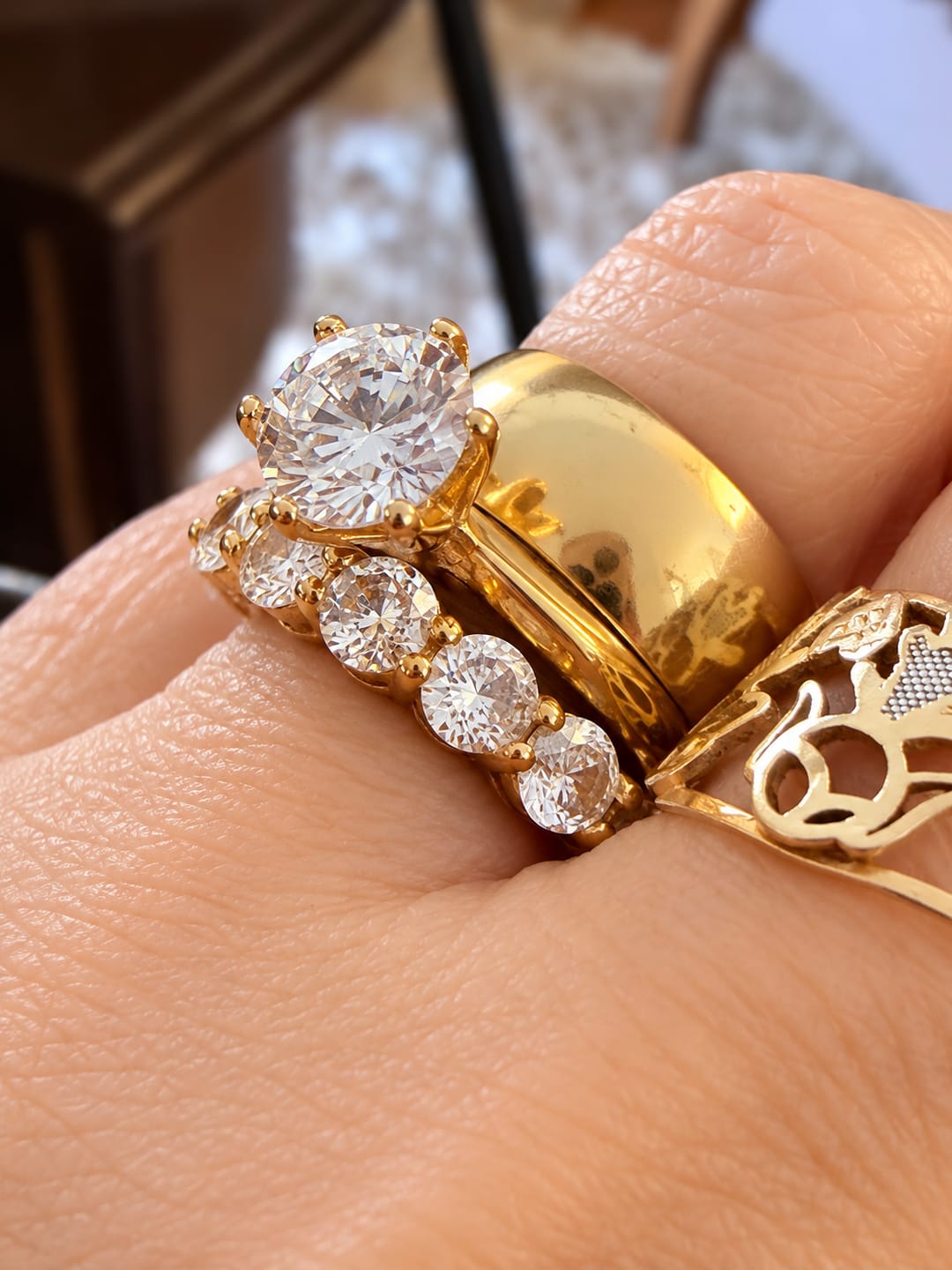 Customer photo review of Anel Riviera Classic Banhado em Ouro 18k