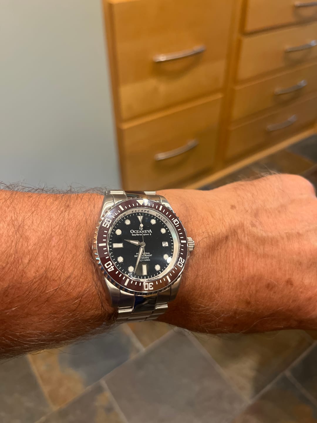 Customer photo review of Oceaneva Men's Deep Marine Explorer II 1250M Pro Diver Watch Brown Black