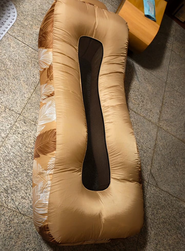 Customer photo review of Portable Inflatable Lounger Sofa for Camping, Beach, and Travel