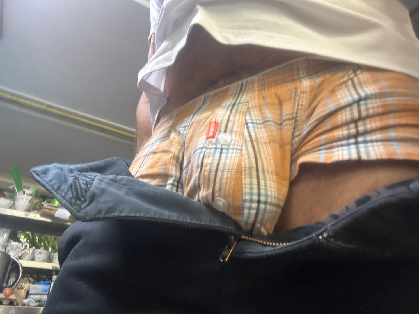 Customer photo review of Plaid 100% Cotton Men's Soft Trunks