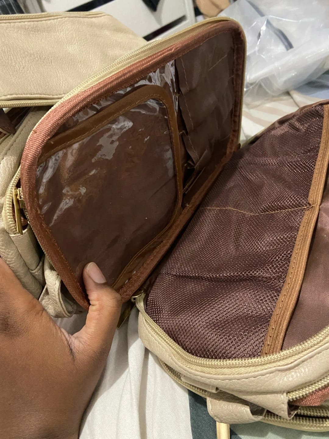 Customer photo review of Large Capacity PU Leather Travel Makeup and Toiletry Bag