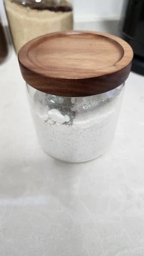 Customer photo review of Airtight Glass Canister with Wood Lid — Kitchen Storage Jar