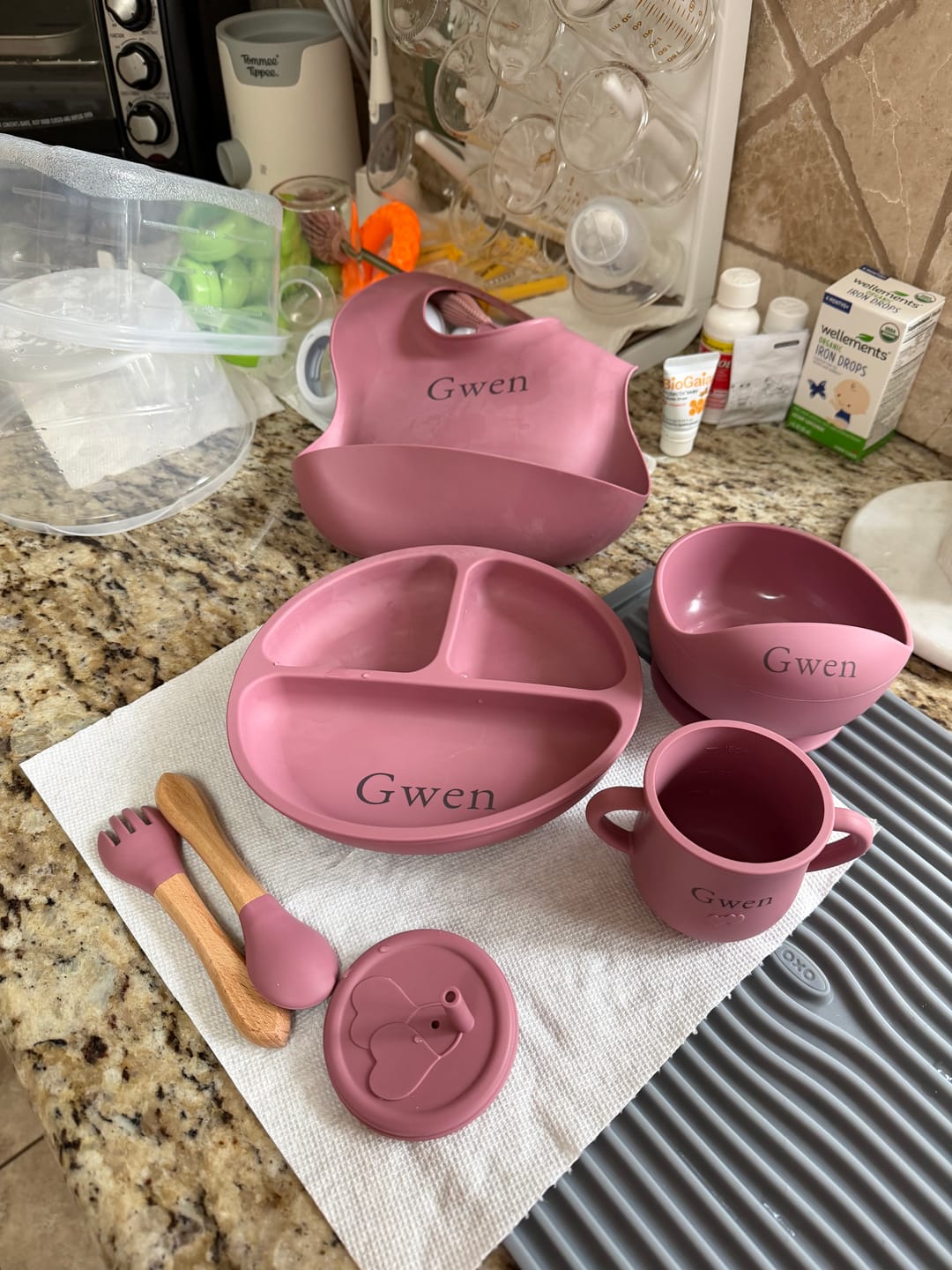 Customer photo review of Noah + Nori™ Personalized Baby Feeding Set