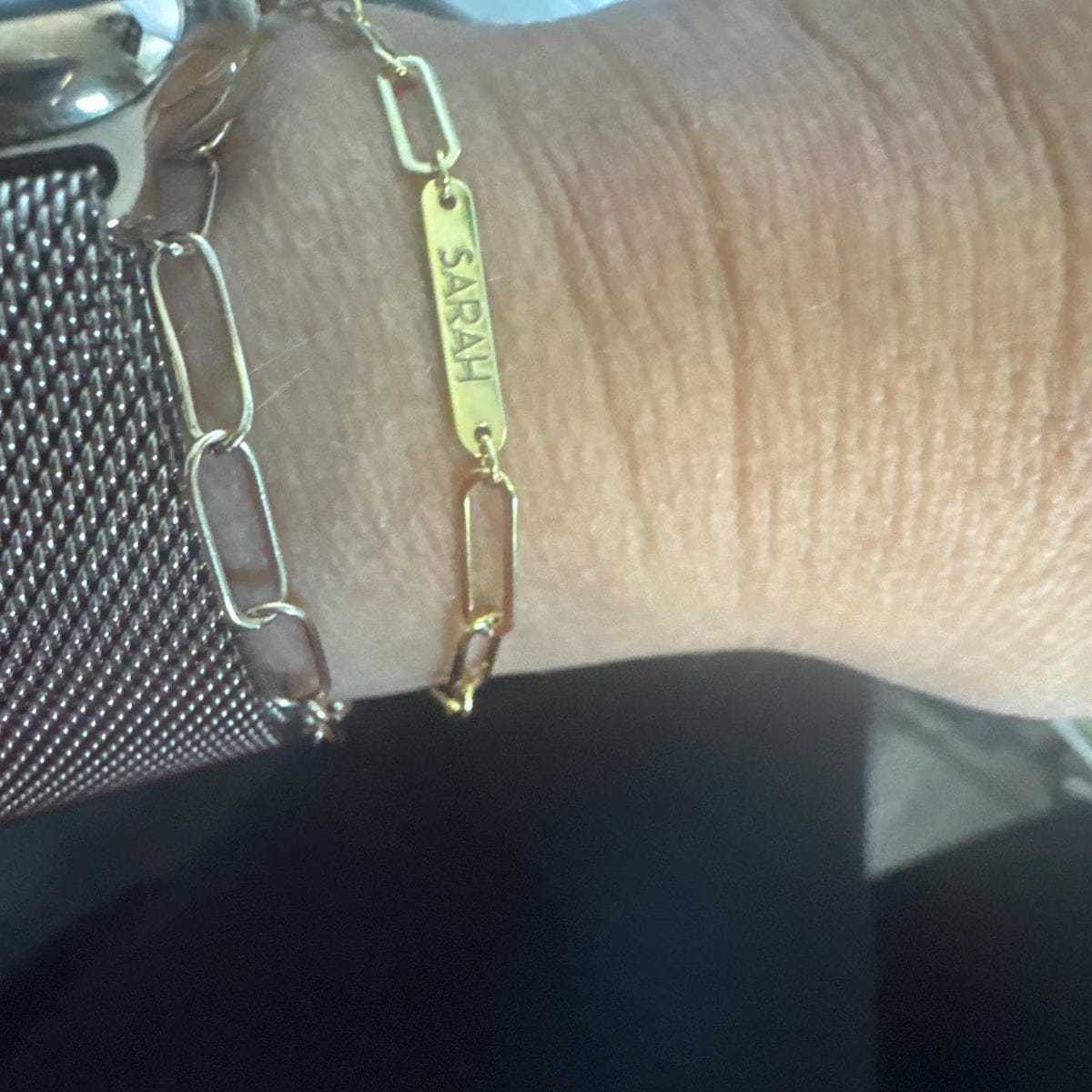 Customer photo review of Personalized bracelet with engravings