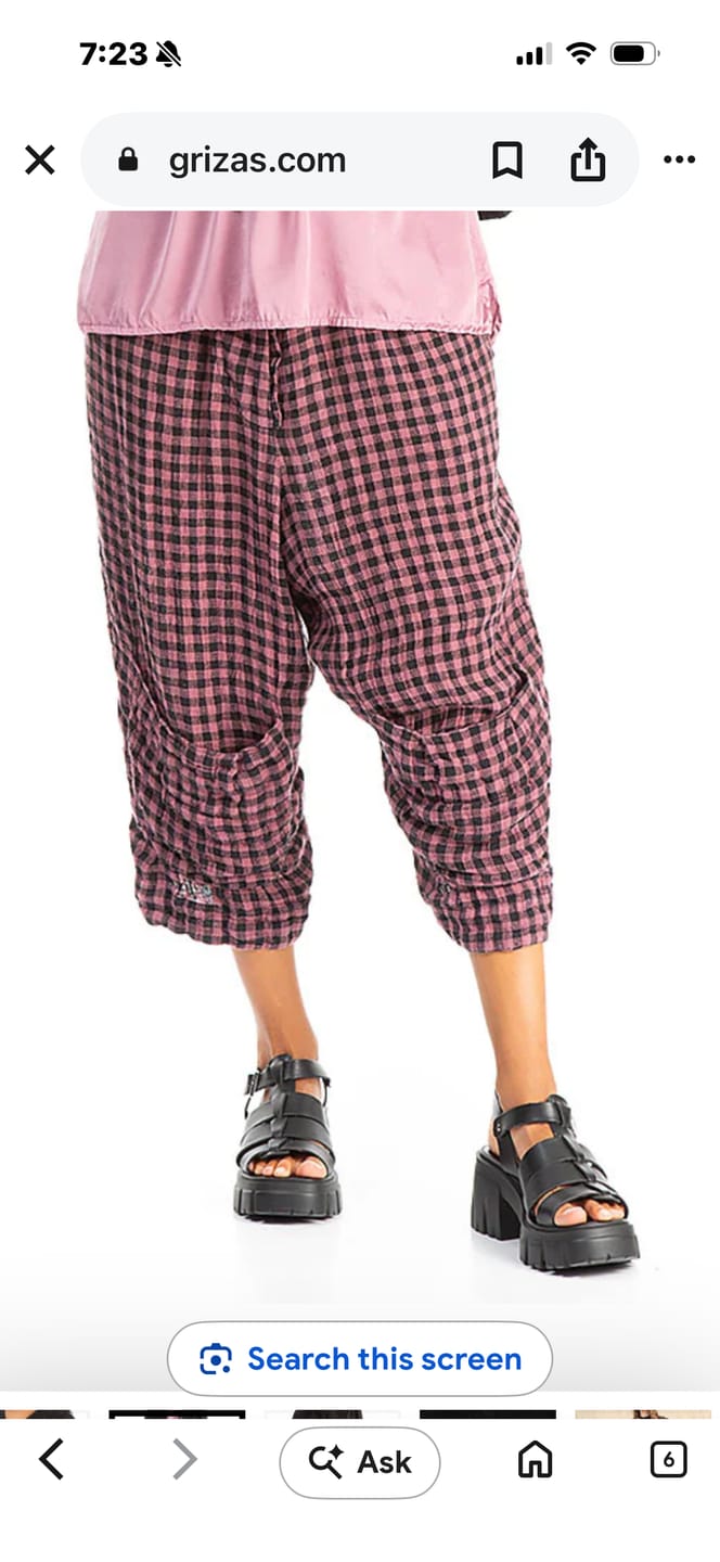 Customer photo review of Roll Up Antique Ruby Linen Trousers